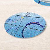 抽象芸術ブルー鏡モザイク ラウンドペーパーコースター (アングル)