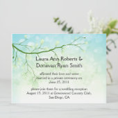 抽象芸術ブルー離れグリーン結婚式招待状 招待状 (スタンド正面)