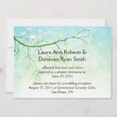 抽象芸術ブルー離れグリーン結婚式招待状 招待状 (正面)