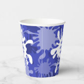 抽象芸術ブルー（ばちゃばちゃ）跳ねる絵画の誕生日パーティー 紙コップ (右)
