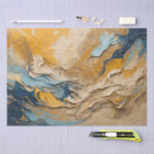 抽象芸術ブルー、オレンジ、ベージュのアクリルテクスチャ 薄葉紙 (クラフト)