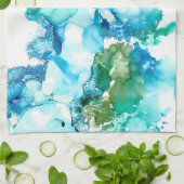 抽象芸術ブルー&グリーンキッチンタオル キッチンタオル (折り畳み)