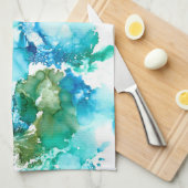 抽象芸術ブルー&グリーンキッチンタオル キッチンタオル (四つ折り)