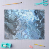 抽象芸術ブルー&グレー大理石氷流体テクスチャ 薄葉紙 (クラフト)