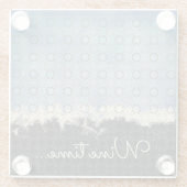 抽象芸術ブルー、グレー、ブロンズのヴィンテージパターン ガラスコースター (裏面)