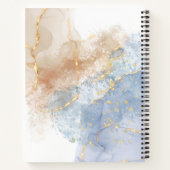 抽象芸術ブルー、ターペ、金ゴールド ノートブック (裏面)