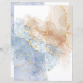 抽象芸術ブルー、トープと金ゴールドスクラップブック紙 (正面/裏面)