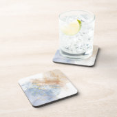 抽象芸術ブルー、トープと金ゴールド コースター (右側)