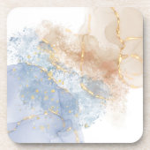 抽象芸術ブルー、トープと金ゴールド コースター (正面)