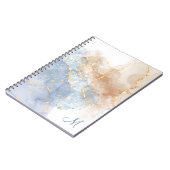 抽象芸術ブルー、トープ、金ゴールドスパイラルフォト ノートブック (左側)