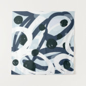 抽象芸術ブルー・ネイビー・ブ絵画ラシストローク タペストリー (正面(横))