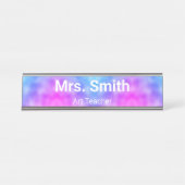 抽象芸術ブルー&パープルパターンアート先生 デスクネームプレート (正面)