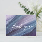 抽象芸術ブルー&パープルミニマルサンキューカード 招待状 (スタンド正面)