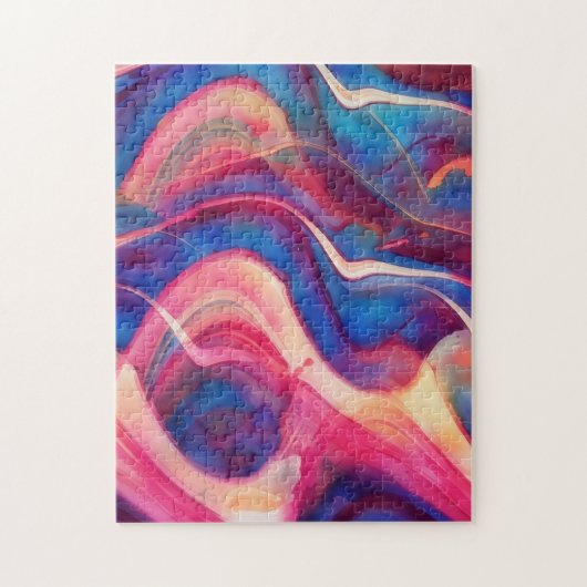 抽象芸術ブルー&ピンクアートパズル ジグソーパズル (縦)