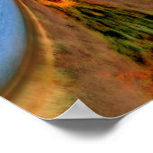 抽象芸術ブルー&ブラウン万華鏡のように千変万化するパターンアート ポスター (角)