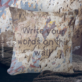 抽象芸術ブルー&ベージュ（ひび割れた壁） クッション