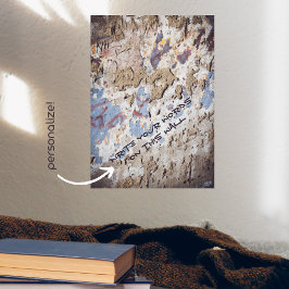 抽象芸術ブルー&ベージュ（ひび割れた壁）ポスター ポスター