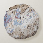 抽象芸術ブルー&ベージュ(ひび割れた壁) ラウンドクッション (裏面)