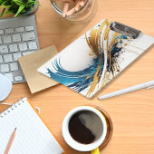 抽象芸術ブルー&金ゴールドクリップボード – ダイナミックデザイン クリップボード