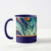 抽象芸術ブルー&金ゴールドスワーズ – 名前を追加 マグカップ (左)