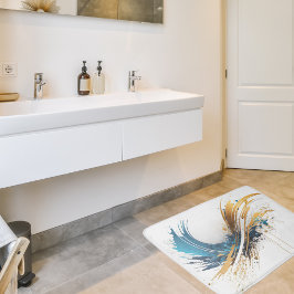 抽象芸術ブルー&金ゴールドバスマット – ダイナミックデザイン バスマット