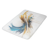 抽象芸術ブルー&金ゴールドバスマット – ダイナミックデザイン バスマット (アングル)