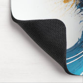 抽象芸術ブルー&金ゴールドマウスパッド – ダイナミックデザイン マウスパッド (コーナー)