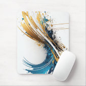 抽象芸術ブルー&金ゴールドマウスパッド – ダイナミックデザイン マウスパッド (マウス)
