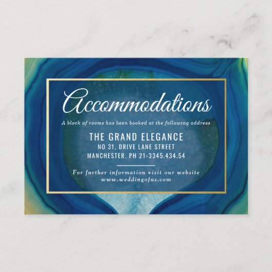 抽象芸術ブルーAgateパタ結婚ーンの宿泊施設 エンクロージャーカード (正面)