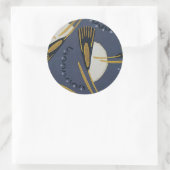 抽象芸術ブルーWHite金ゴールドブラシ工場 ラウンドシール (バッグ)