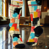 抽象芸術ブロック付きはっきりしたブラシストローク靴下 ソックス