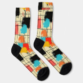 抽象芸術ブロック付きはっきりしたブラシストローク靴下 ソックス (右)