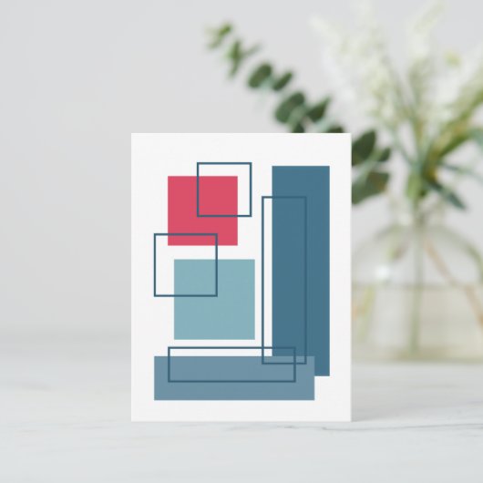 抽象芸術ブロック1ジオメトリックデザイン ポストカード (スタンド正面)