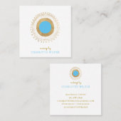 抽象芸術ブロンズティール(緑がかった色)サークルのメイクアップアーティスト スクエア名刺 (正面/裏面)