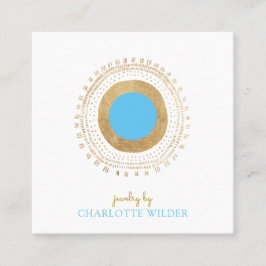 抽象芸術ブロンズティール（緑がかった色）サークルジュエリーメーカー スクエア名刺