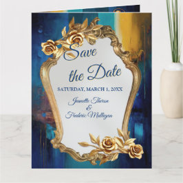 抽象芸術ブロンズ、金ゴールドブルーバロックスタイル カード