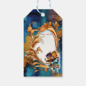 抽象芸術ブロンズ、金ゴールドブルーバロックスタイル ギフトタグ (裏面)