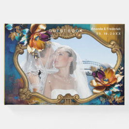 抽象芸術ブロンズ、金ゴールドブルーバロックスタイル ゲストブック