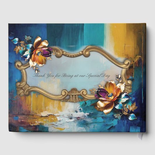抽象芸術ブロンズ、金ゴールドブルーバロックスタイル ゲストブック (裏面)