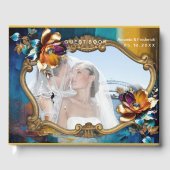 抽象芸術ブロンズ、金ゴールドブルーバロックスタイル ゲストブック (正面)