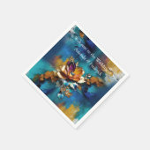 抽象芸術ブロンズ、金ゴールドブルーバロックスタイル スタンダードカクテルナプキン (角)