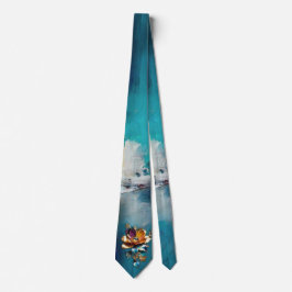 抽象芸術ブロンズ、金ゴールドブルーバロックスタイル ネクタイ