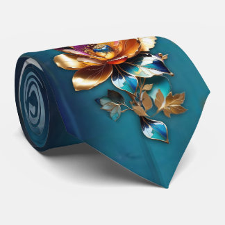 抽象芸術ブロンズ、金ゴールドブルーバロックスタイル ネクタイ