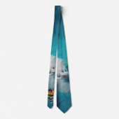抽象芸術ブロンズ、金ゴールドブルーバロックスタイル ネクタイ (裏面)