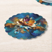抽象芸術ブロンズ、金ゴールドブルーバロックスタイル ペーパーコースター (アングル)