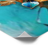 抽象芸術ブロンズ、金ゴールドブルーバロックスタイル ポスター (角)