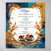 抽象芸術ブロンズ、金ゴールドブルーバロックスタイル ポスター (正面)