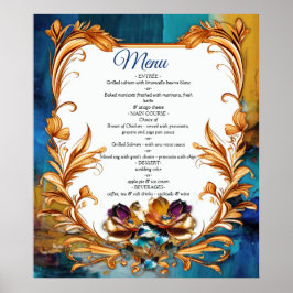 抽象芸術ブロンズ、金ゴールドブルーバロックスタイル ポスター