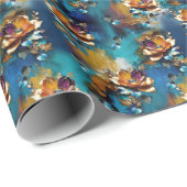 抽象芸術ブロンズ、金ゴールドブルーバロックスタイル ラッピングペーパー (ロールコーナー)