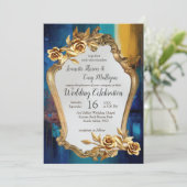 抽象芸術ブロンズ、金ゴールドブルーバロックスタイル 招待状 (スタンド正面)